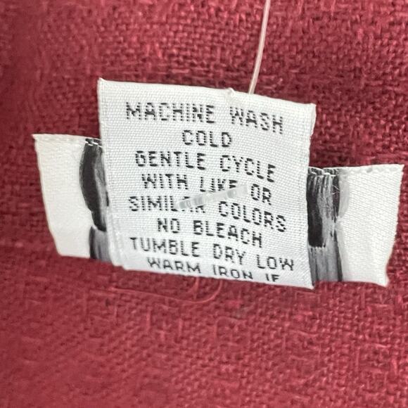 TooFan Womens 100% Linen Top Size M Button Down Red Boxy Lagenlook Relaxed Fit - Picture 6 of 9